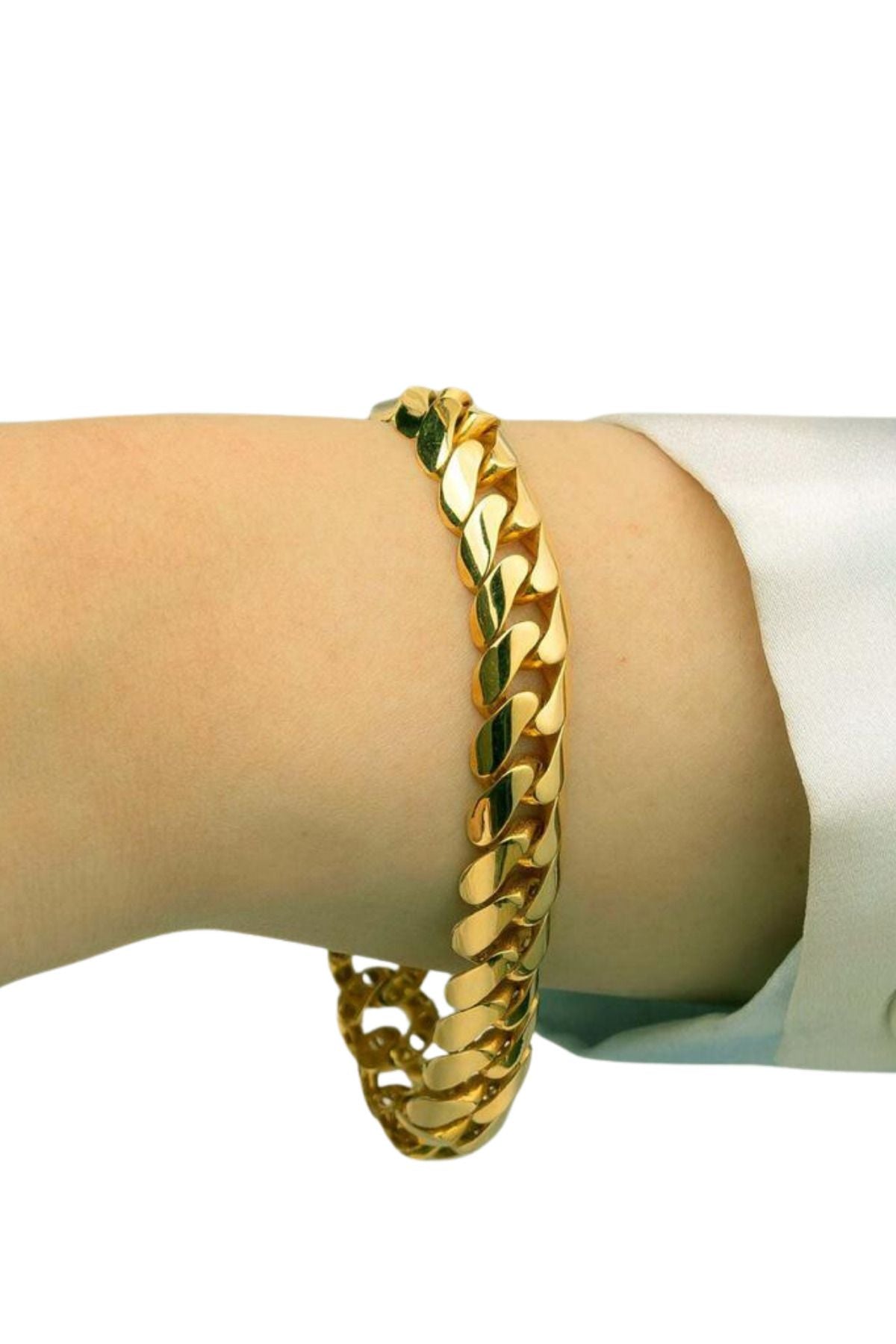 14 Ayar Altın Taşlı Tokalı Gurmet Bileklik, Örme Kadın Bileklik, Şık Mücevher Kutusuyla