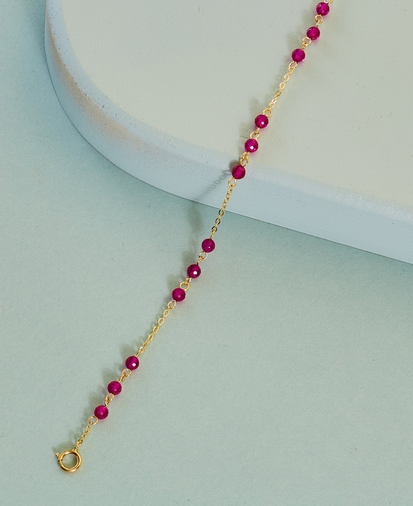 14 Ayar Ruby Taşlı Altın Bileklik,Kadın Altın Bileklik Şık Mücevher Kutusuyla